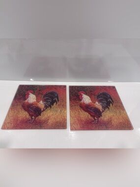 Pair of rooster trivets hot plates set of 2 12”